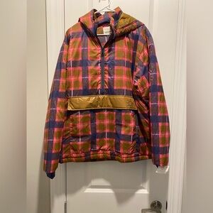 NWT Aerie Offline Pullover Plaid W/Front Pocket & Hood Jacket Size XL Thumbholes